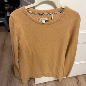 Barbour Women's Camel/Tan Scoop Neck Elbow Patch Sweater
